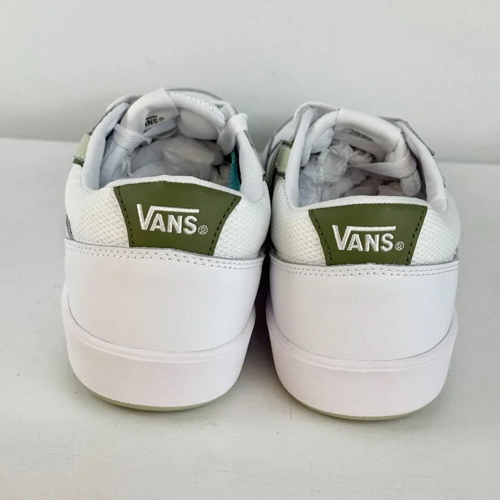 Men's 11 - VANS Lowland CC Leather Skate Shoes - White Light Green - 721356
